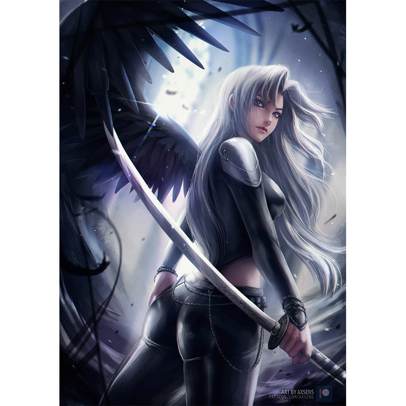 

Print Game Angel Wing Kda Sexy Girl Art Canvas Poster with Frame Custom 16x24 24x36 Inch for Bedroom Home Decor Wall Picture