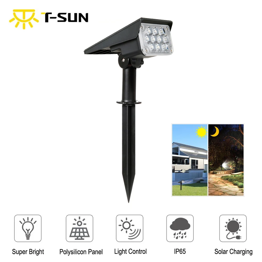 T SUN 1 4 шт 20LED Регулируемый Солнечный Точечный светильник солнечный садовый
