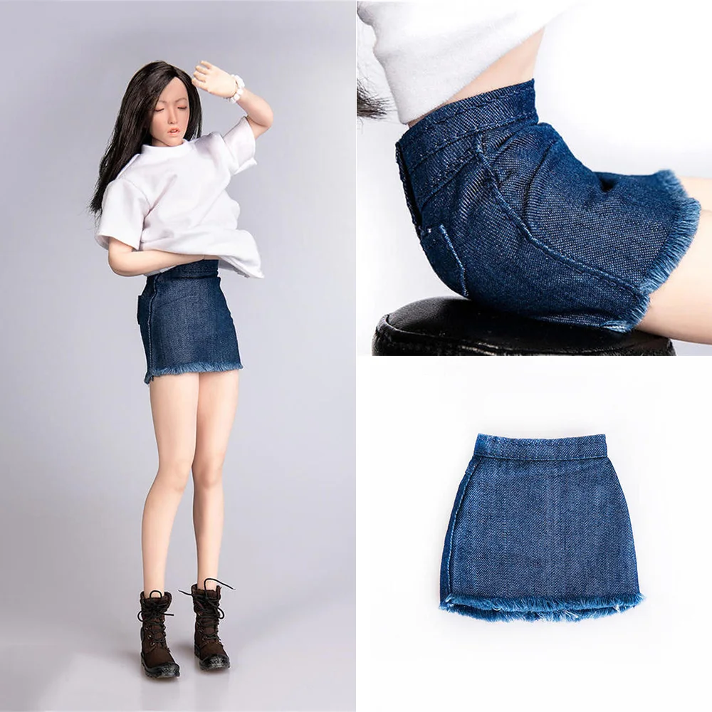 

1/6 Scale TYM028 Women Sexy Short Denim Dress Clothing Female Skirt Clothes For 12" Action Figure Body Doll Toys