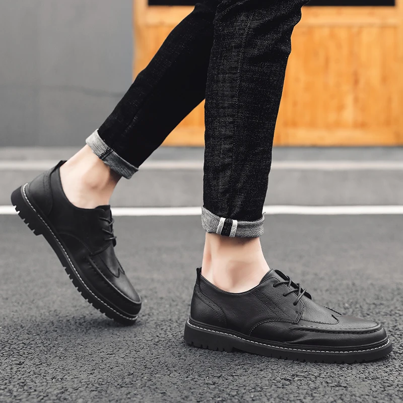 

Men's shoes lace up Season Trend Leather Shoes outdoor fashion Male Shoes Casual Shoes outdoor Sociology Guy Dawdler Shoes