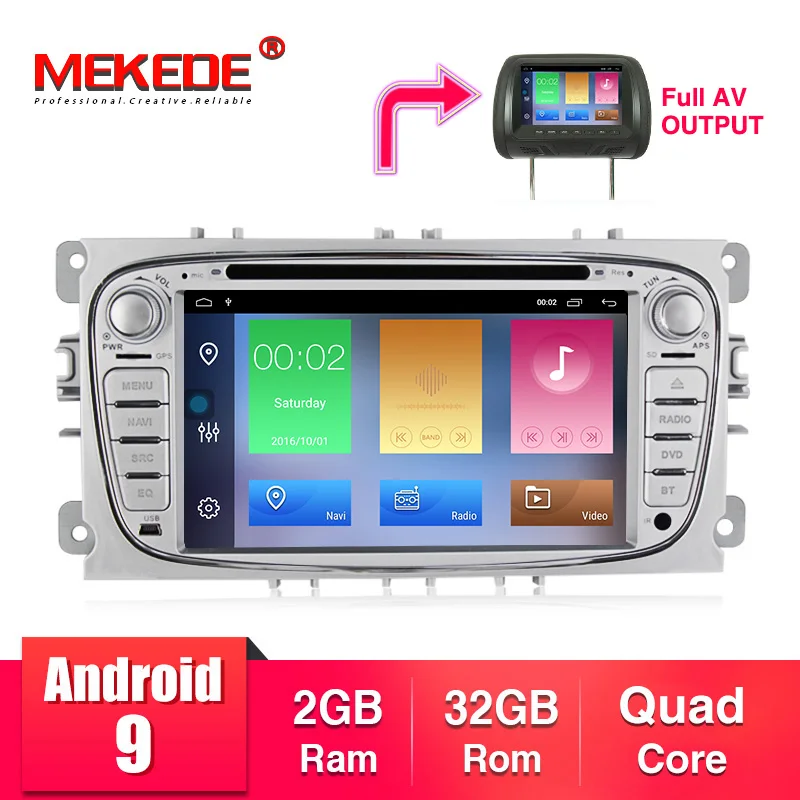HD Android 9,1 2+ 32G Автомобильный dvd-плеер 2 Din радио gps Navi для Ford Focus Mondeo Kuga C-MAX S-MAX Galaxy Аудио Стерео головное устройство