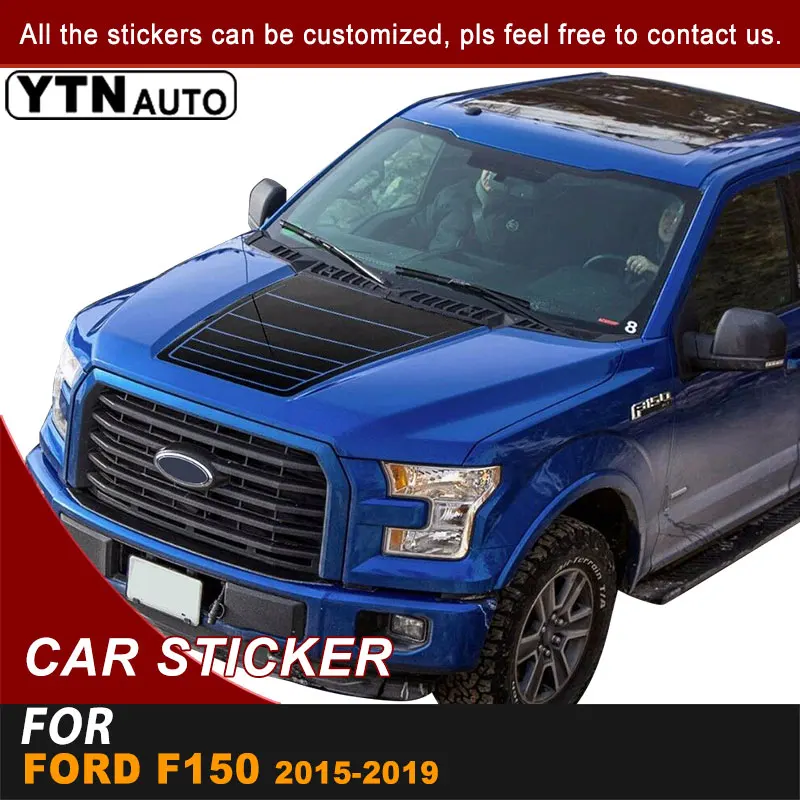 Hood Bonnet Scoop Car Decal Racing Stripe Graphic Vinyl Cool Car Sticker Car Accessories For Ford F150 2015 2016 2017 2018 2019