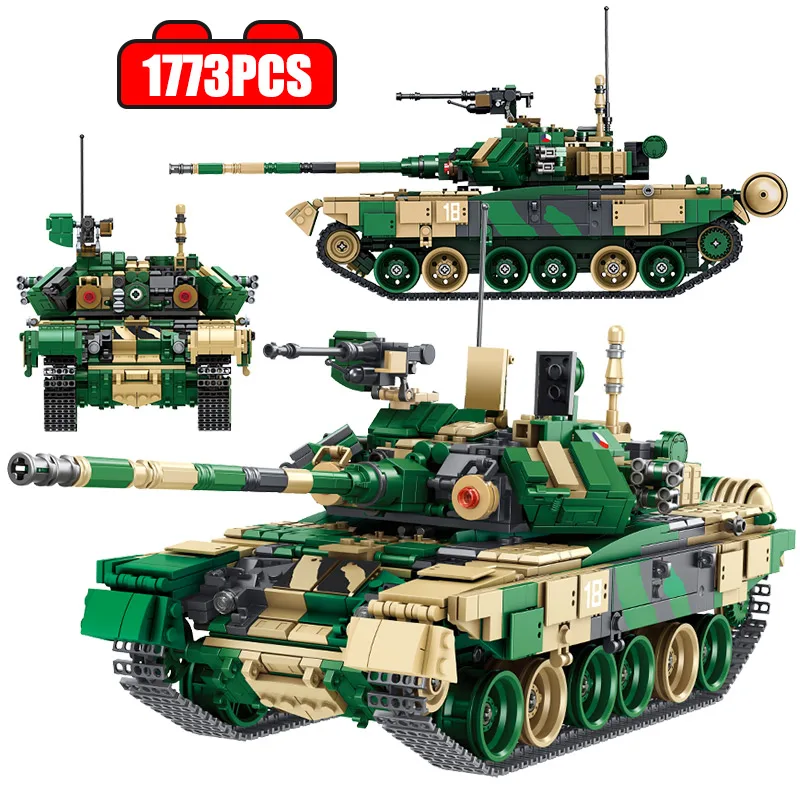 1773 шт. Детский конструктор армейский Танк T90|Блочные конструкторы| |