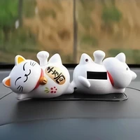 solar energy beckoning waving lucky cat fortune car home decoration ornament