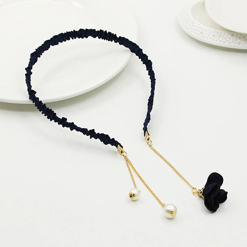 Navy Pearl Красочные со стразами повязка для волос для женщин качественные металлические ободок для волос круг женские аксессуары для повязки на голову - Цвет: Navy Pearl