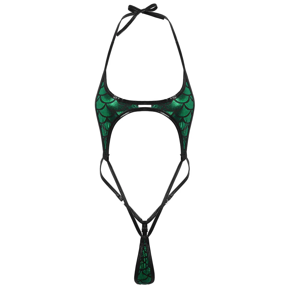 Женское блестящее металлическое Эротическое нижнее белье с принтом русалки и