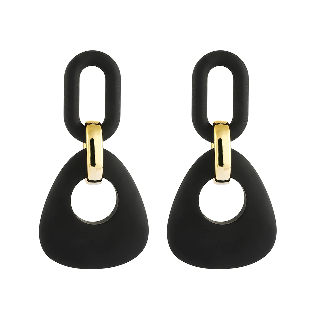 Ztech Vintage Black Acrylic Pendant Style Earrings For Women Girls Irregular Round Square Drop Earring Elegant 2021 Jewelry | Украшения и