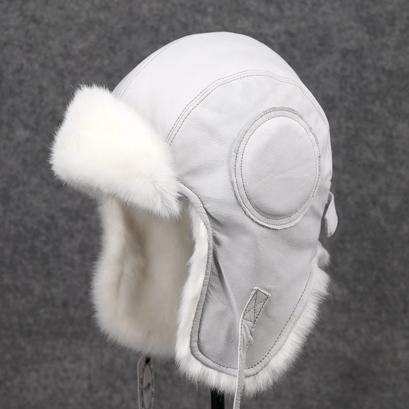Распродажа белая охотничья Лыжная шапка унисекс из овечьей кожи зимняя Русская