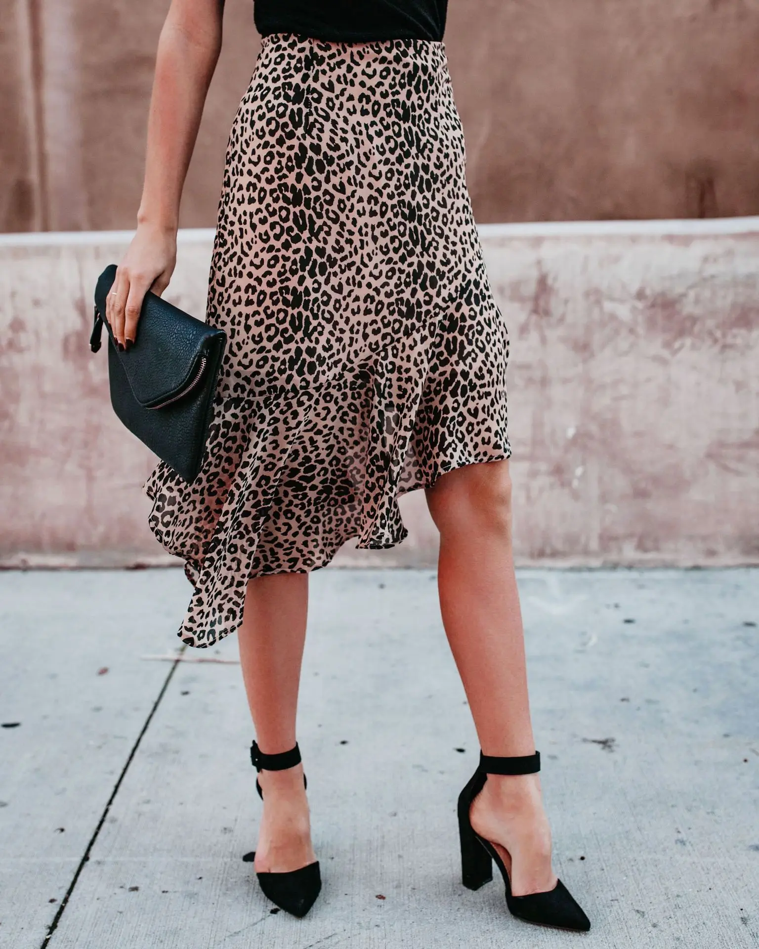 Юбка женская леопардовая трапециевидная Повседневная мини-юбка для работы и