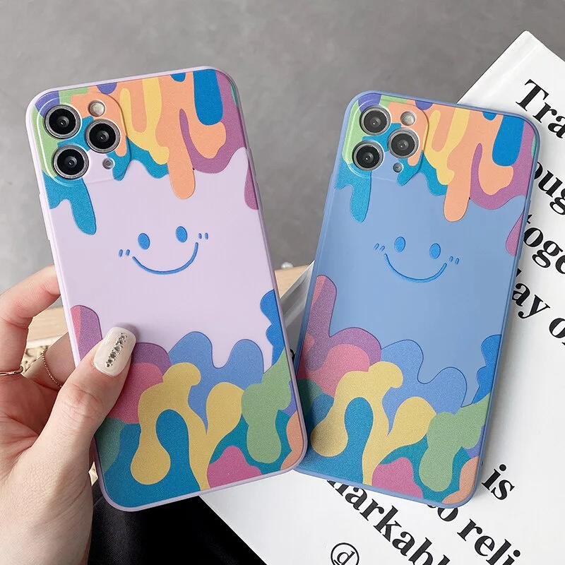 

Phone Case For OPPO Realme V15 V13 V11 Q3i X7 GT XT Pro Silicon Cover Colorful Square Watercolor Smiley