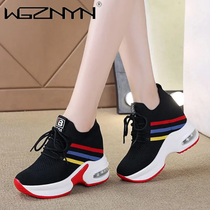 

Women's Casual Shoes Spring Platform Sneakers Woman Breathable Air Cushion Outdoor Solid Heightening Footwear Chaussures Femme