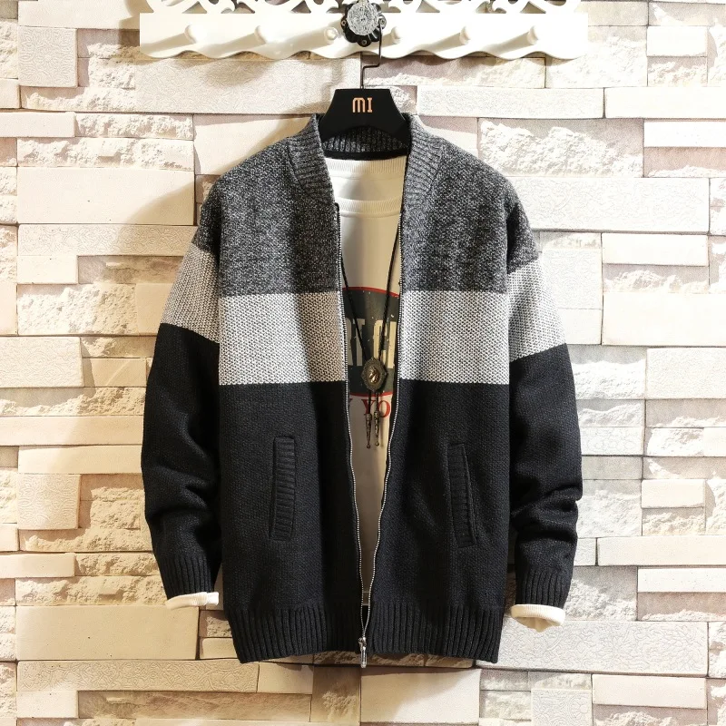 

2020 Autumn & Winter New Arrival Plus Velvet Thick Sweater Plus Size Loose Color Matching Collar Cardigan Sweater Free Shipping