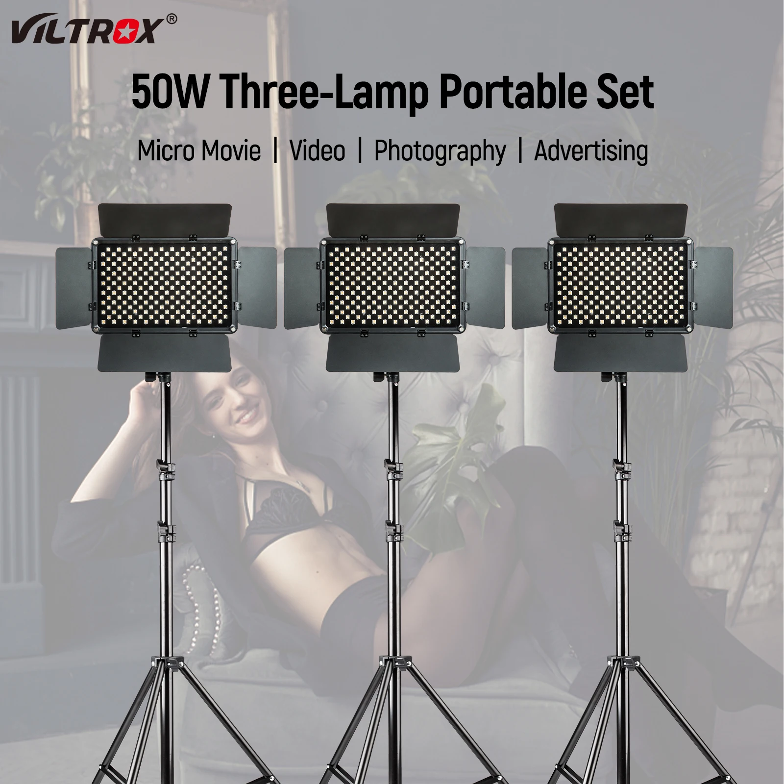 Купить Viltrox VL-S192T 3 набор с регулируемой яркостью двухцветная камера светильник видео со штативом 3300k-5600K CRI95 для студии YouTube заполсветильник