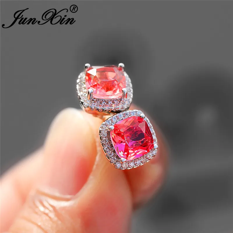 Для девочек милый розовый желтый Градиент Радуга кристаллические серьги из