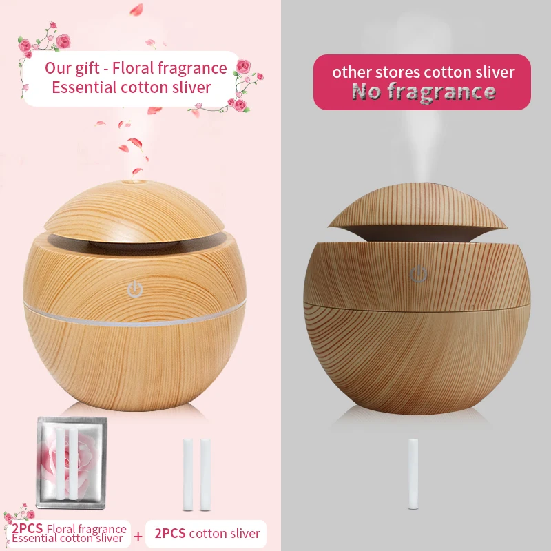 Мини-001 usb 130 мл увлажнитель воздуха с древесным зерном Арома диффузное украшение