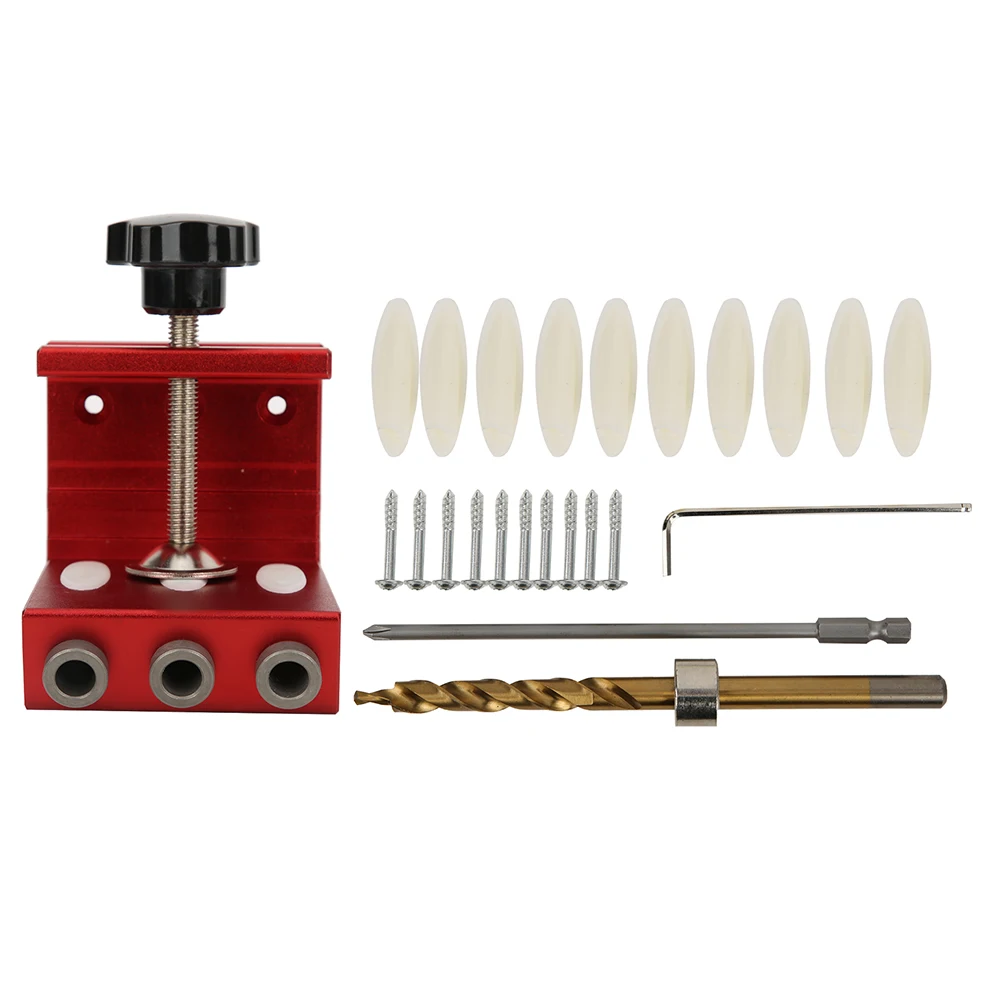 

Pocket Hole Drill Guide Aluminum Alloy Household Woodworking Hole Punch Tool