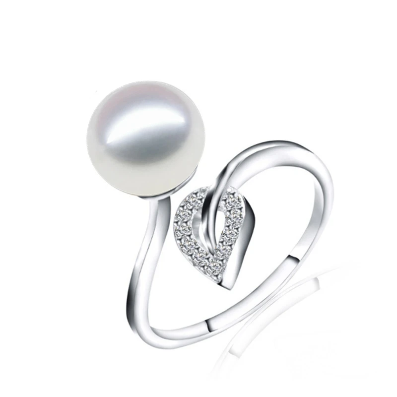 Trendy Jewelry Luxury 925 sterling silver Zirconia 8-9mm real Natural freshwater Pearl Rings For Women Fashion | Украшения и