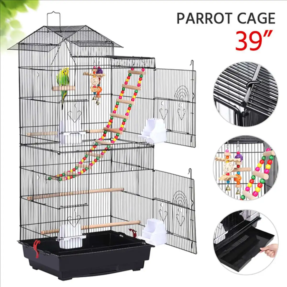 

NEW 39" Bird Cage Metal Bird House Iron Parrot Cage Metal Peony Wren Breeding Cage Bed Iron With Pigeon Supplies