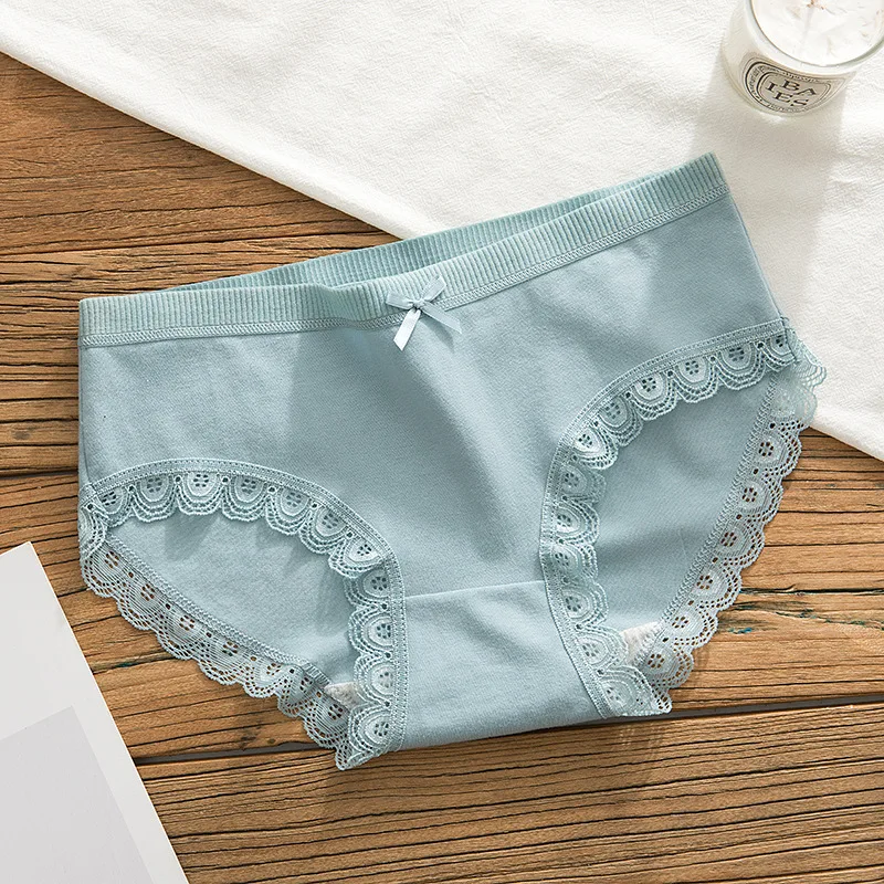 

Women's Underwear Pure Cotton Antibacterial Non Scar Closed Lace Triangle Shorts Women's Underwear Women Underwear