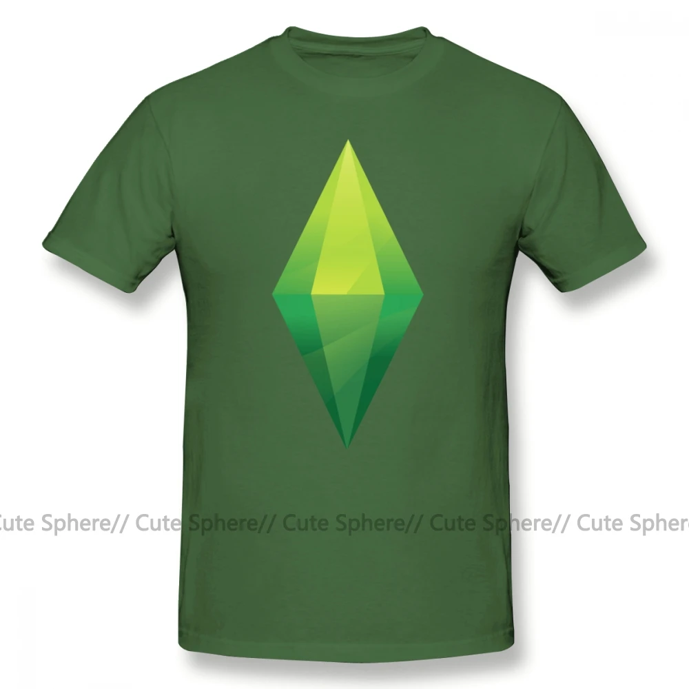 The Sims/футболка The Sims Plumbob, футболка, Милая футболка с принтом, модная футболка с коротким рукавом, большой размер, 100 хлопок, Мужская футболка - Цвет: Army Green