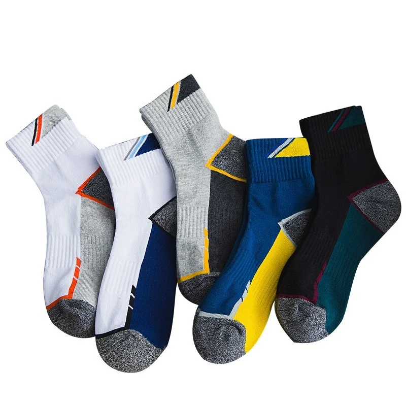 Мужские спортивные носки, зимние цветные оригинальные короткие носки, спортивные мужские эластичные толстые носки для футбола, большие раз...
