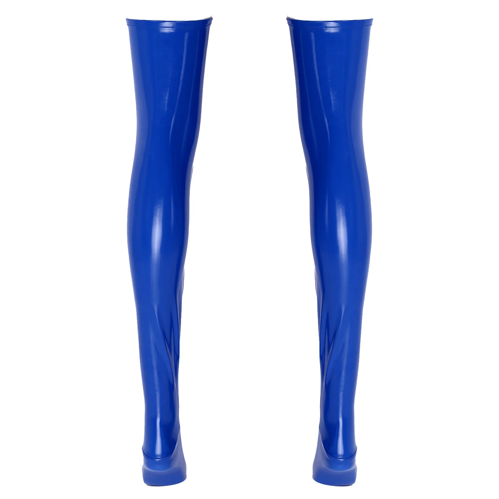 1 Pair Stocking for Womens Wet Look PU Leather Footed Thigh High Over Knee Socks for Cosplay Party Club Stage Show