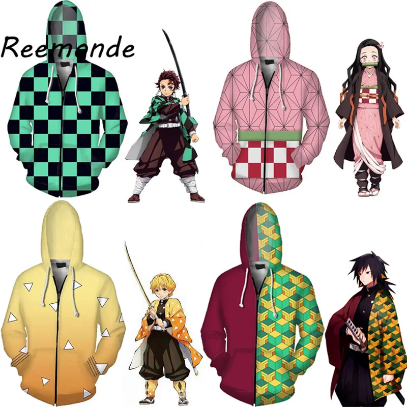 Толстовка мужская с капюшоном костюм аниме рассекающий демонов: Kimetsu no