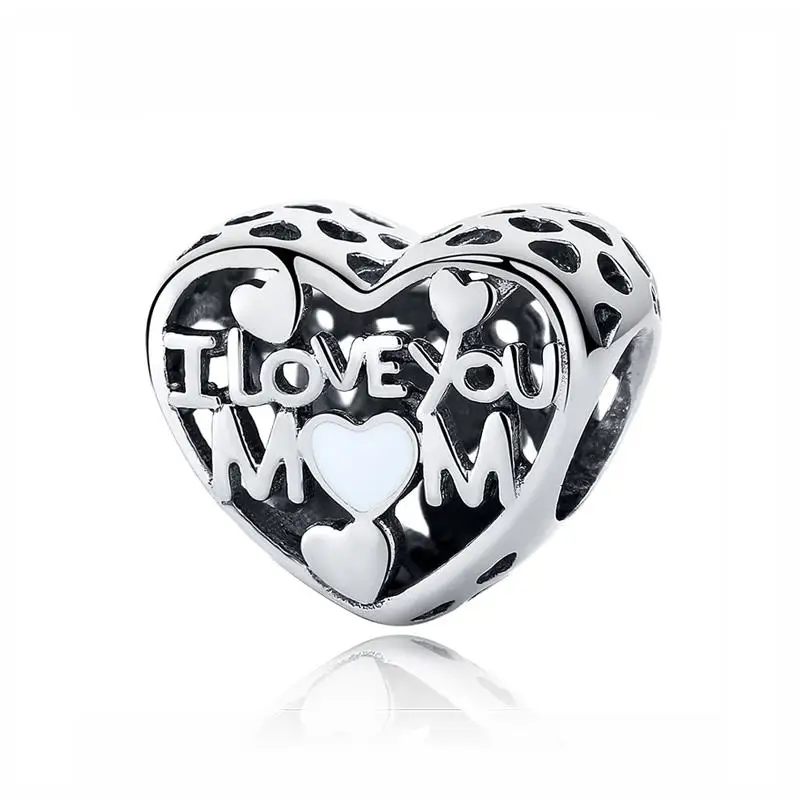 i love you Новые подлинные 925 пробы Серебряные бусы с подвеской в виде семейного дерева подходят к оригинальному браслету Pandora подарок для изготовления женских ювелирных изделий - Цвет: i love you