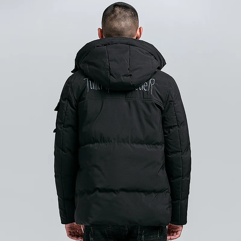 Trendy English Embroidered Cotton Jacket Hooded Thicker Men's Cotton Jacket Mens Winter Jackets and Coats