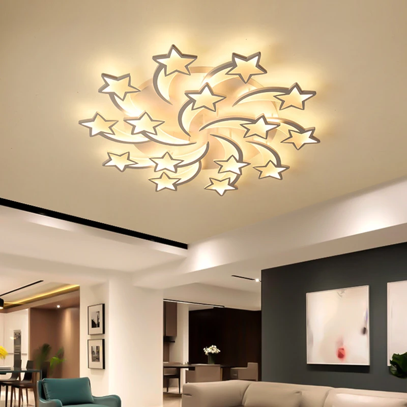 Lámpara de araña de techo LED moderna para sala de estar, restaurante, dormitorio negro con mando a distancia, Lustres de iluminación para Cocina
