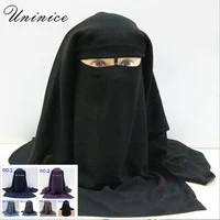 islamic 3 layers niqab burqa bonnet hijab cap muslim bandana scarf headwear black face cover abaya turban wrap head covering