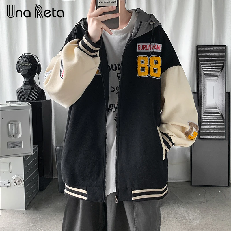 

Una Reta Hooded Coat Men 2022 New Spring Autumn Harajuku Jacket Coat Men Hip hop Oversized Couple Jackets Men's clothing