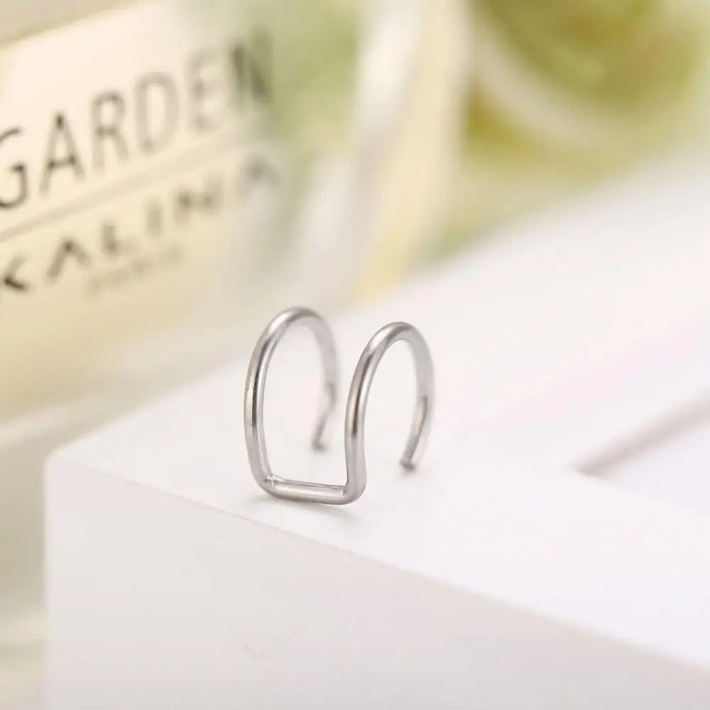 

5Pcs Gold Silver Earring Creative Double C U-shaped Cartilage Non-pierced Ear Clip Earrings for Women 2021