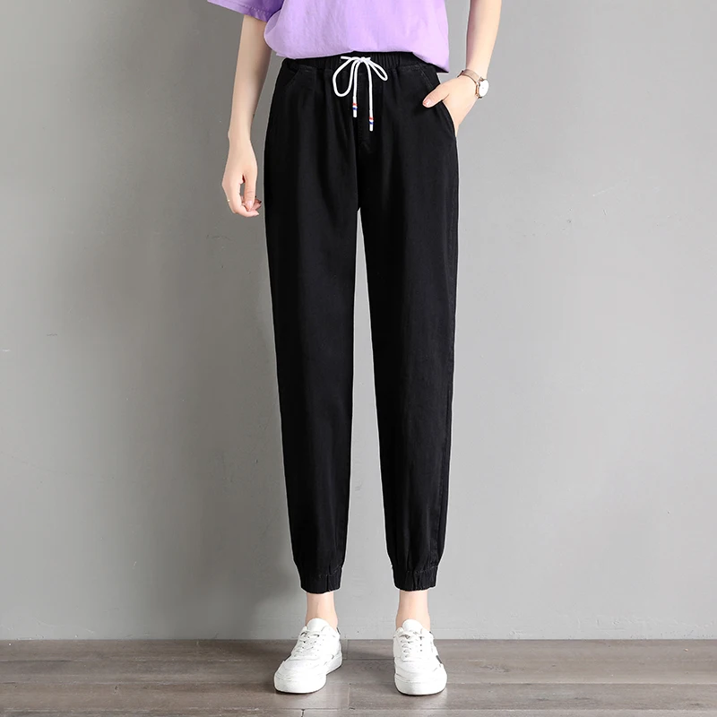 Женские джинсы-шаровары с завышенной талией свободные | Женская одежда