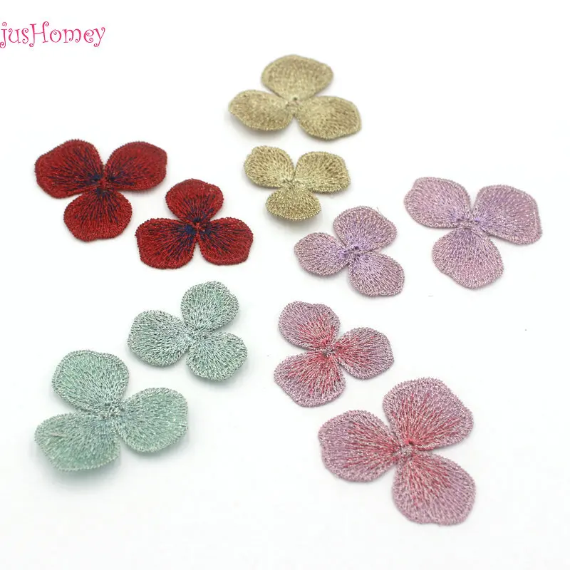 

Кружевная ткань с вышивкой 20 шт./лот, маковая аппликация, градиентные цветы с тремя лепестками, аксессуары для волос, украшение одежды