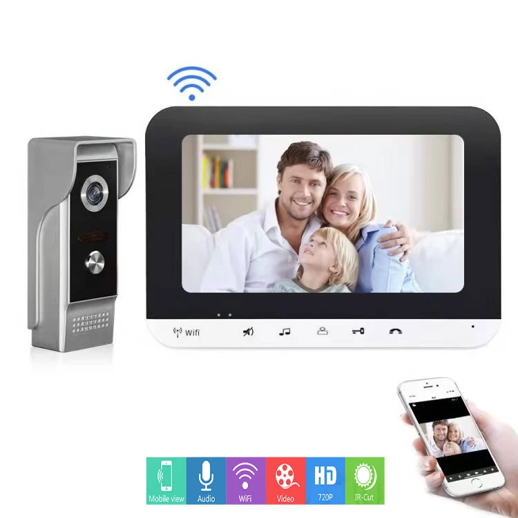 

Finerprint RFID пароль App дистанционная разблокировка видео домофон 7 дюймов монитор Беспроводной WI-FI видео-дверной звонок Спик телефон Камера ИК К...