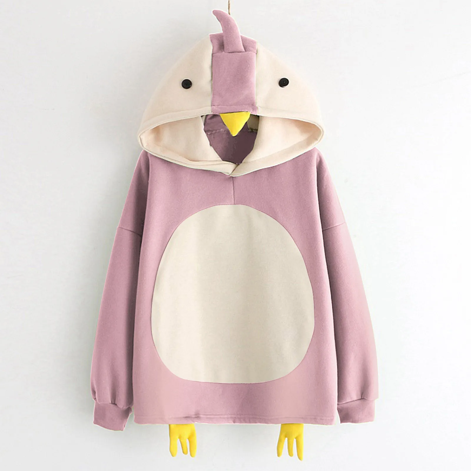 Women Sweatshirt Chick Print Autumn Korean Style Kawaii Oversized Hooded Long Sleeve Lovely Teens Girls Hoodies Sudaderas