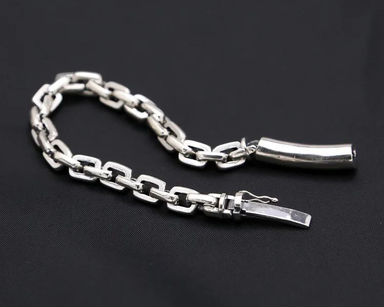 

Bracelet For Women Or Men 7.5mm Thick Sterling Vintage Thai Silver Box Chain Tube Bangle Personality Cool Fashion Fine Jewelry