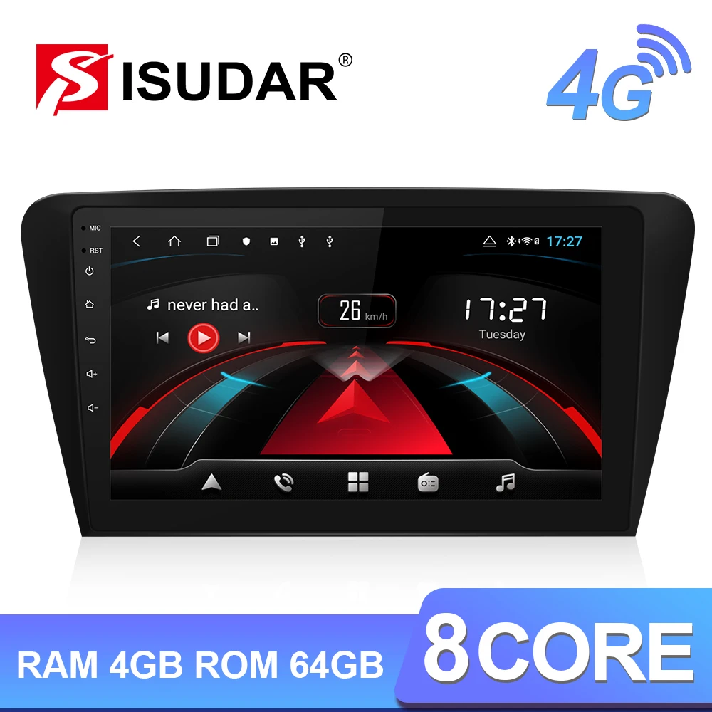Isudar H53 4G Android автомобильный мультимедийный 1 Din Авто радио для Skoda/Octavia-gps 8 ядерный ОЗУ 4 Гб ПЗУ 64 Гб 1080P камера DVR DSP