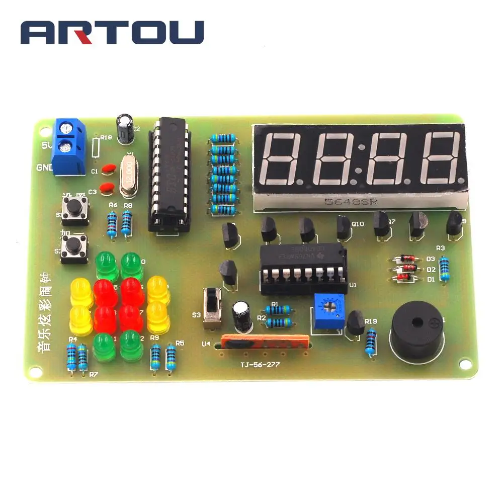 Музыка цветной будильник детали STC MCU четыре цифровые часы DIY Электронный
