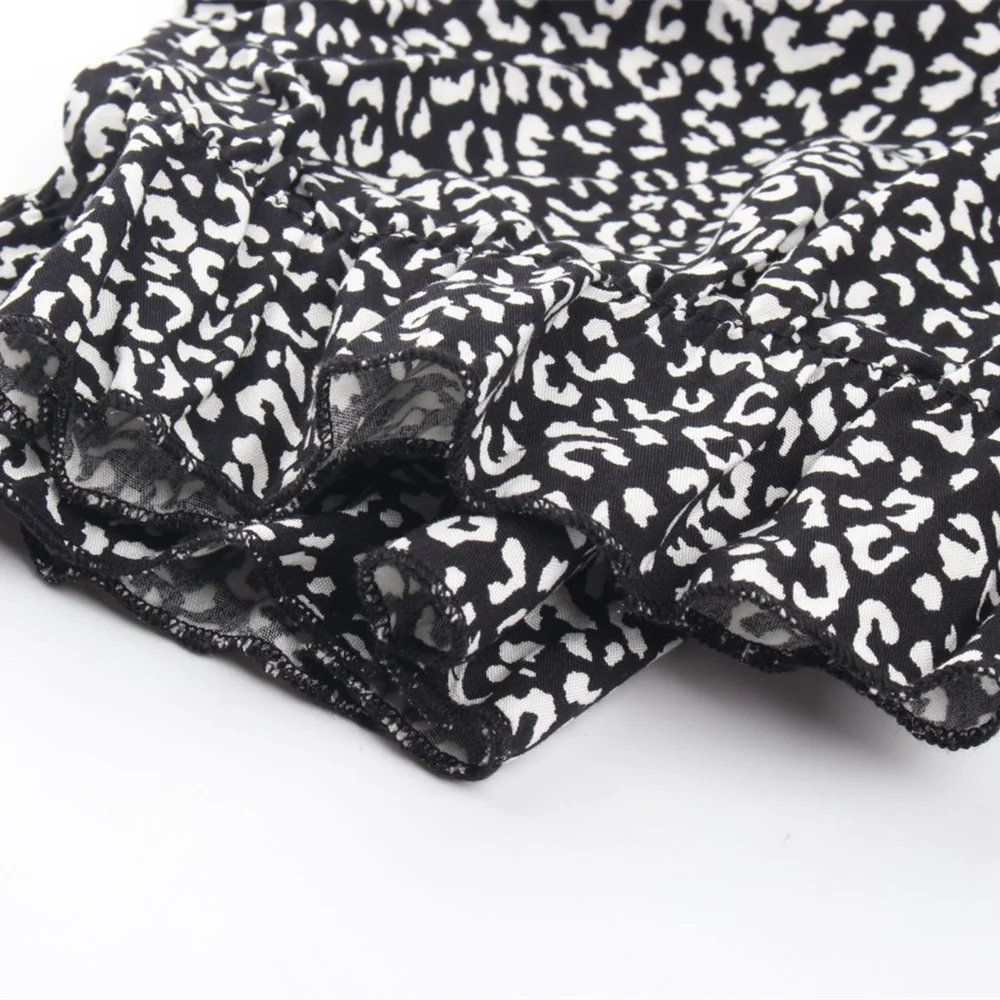 

Ladies Vintage Sexy Leopard Print Summer Dress Women Slim Casual High Waist Button Bohemian Women Beach Dress Vestidos Female