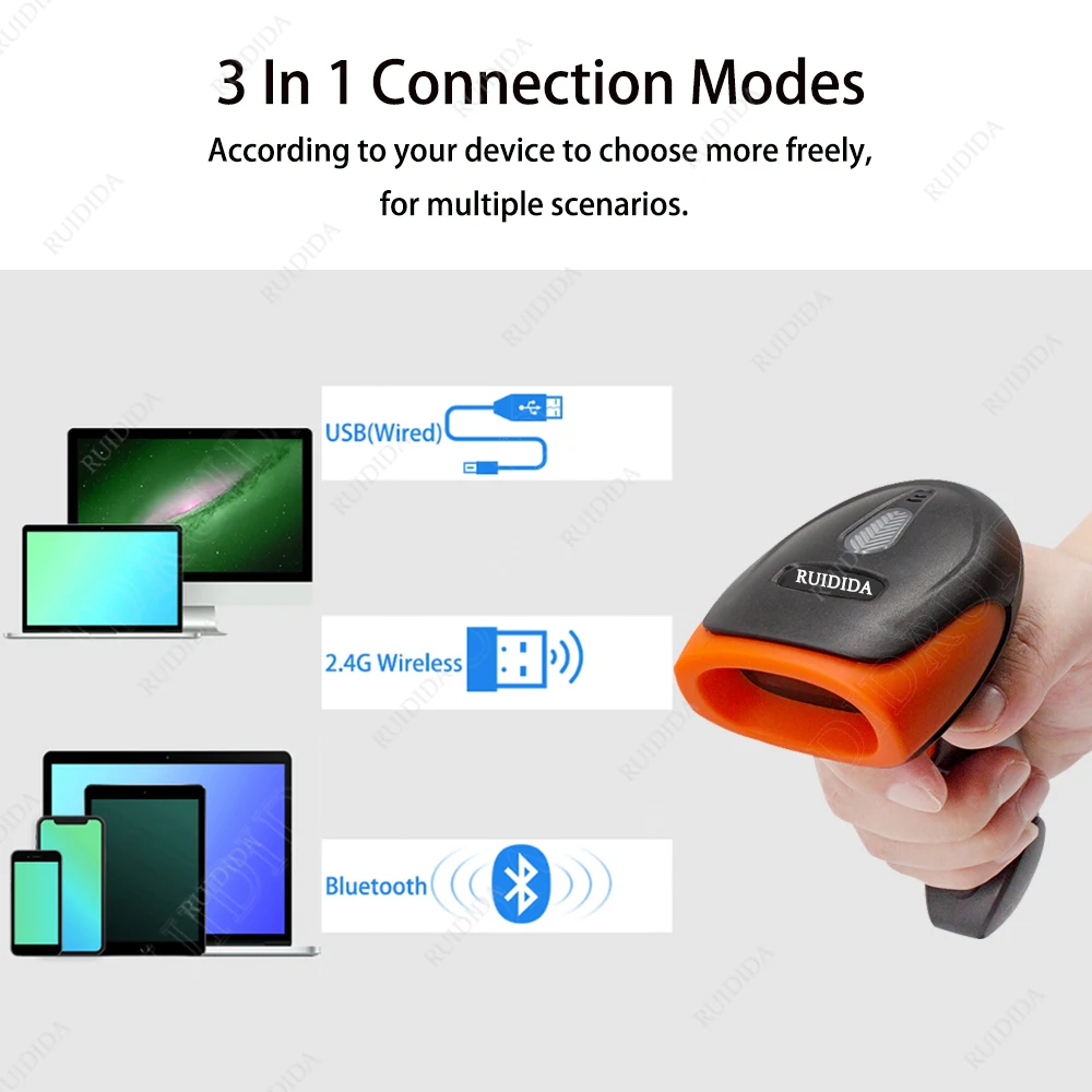 Сканер штрих-кода PDF417 Ручной беспроводной проводной 2d сканер QR-кода 1D/2D Bluetooth USB |