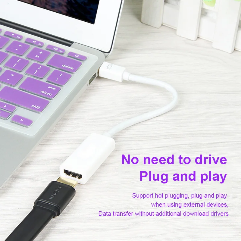 Мини DP к HDMI адаптер кабель Дисплей порт дисплей Thunderbolt папа 1080P Женский конвертер