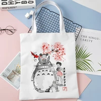 totoro shopping bag canvas grocery cotton shopper bolsa bolso bag reusable tote net fabric sac toile shoulder bags