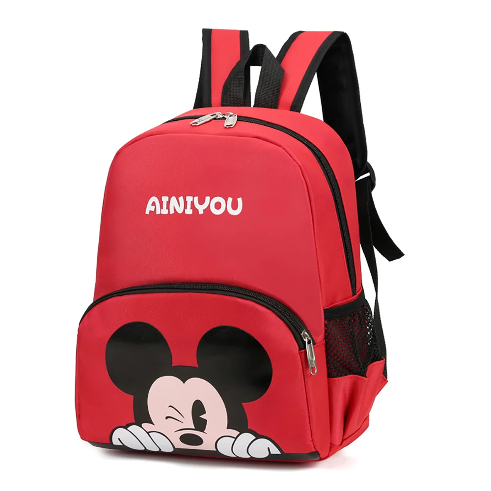 2021 New Disney Solid Color Children's School Bag Red Yellow Blue Pink Kindergarten Cute Cartoon Mickey Mouse Pattern Backpack