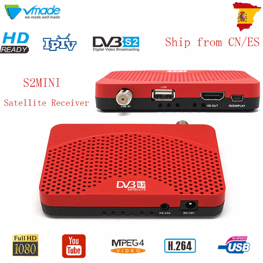 Vmade Mini Satellite Receiver DVB-S2/S TV Tuner MPEG4 1080P Support CS Cccam Biss Key IPTV Youtube Standard Set Top Box