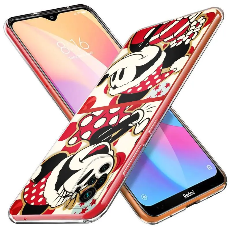 For Xiaomi Redmi Note 4 4X 5A 5 6 7 8T 8 9T 9S 9 10 10S Prime Pro Max Soft TPU Christmas Mickey Minnie Transparent Phone Case