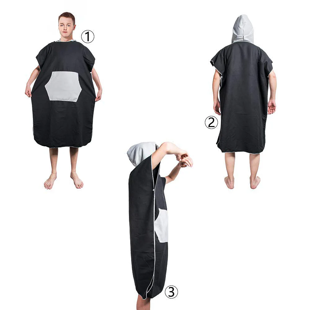 

Swimming Microfiber Beach Changing Robe Poncho with Hooded Quick Dry Lightweigh Towelling Bath Bathrobe for Wetsuit Pool Surfing