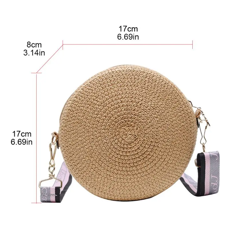 

Women Lady Girl Small Straw Weave Round Shoulder Crossbody Bag Satchel Woven Shopping Tote Purse