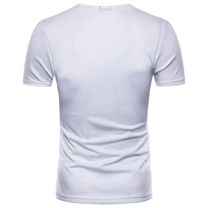 2021 летняя новая модная футболка с коротким рукавом Мужская сетчатая водолазка в